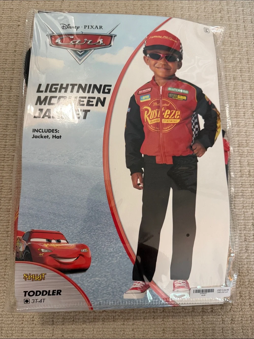 Cars Lightning McQueen Red & Black Toddler Jacket and Hat size 3-4T